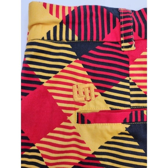 Loudmouth Cheezburger Golf Shorts Orange Yellow Black Plaid Colorful Size 34 - Picture 4 of 11